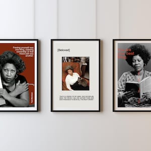 Toni Morrison Beloved Wall Art - Literary Bundle of 3  Posters - Black Woman Author Print - Inspirational Book Lover Gift - Digital Download