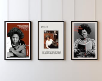 Toni Morrison Beloved Wall Art - Literary Bundle of 3  Posters - Black Woman Author Print - Inspirational Book Lover Gift - Digital Download