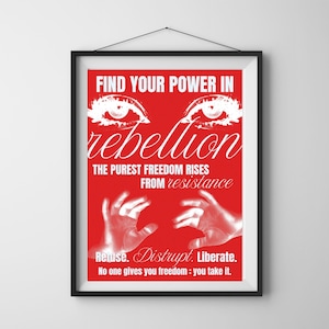 Rebellion Wall Decor, Protest Poster Print, Resistance Artwork – Anarchy, Activist Graphic, Empowerment Decor, Red Bold Home Art