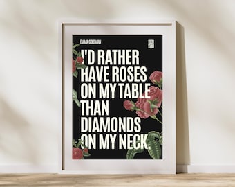 Emma Goldman Anarchist Quote Print – Vintage Floral Feminist Wall Art Digital Download