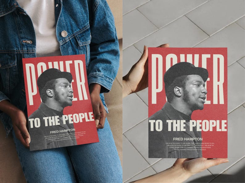 Close-up of a person holding the Fred Hampton "Power to the People" poster. A revolutionary statement art piece for those passionate about human rights and political activism.