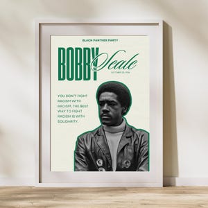 Bobby Seale Wall Art -  Black Panther Party Decor, Solidarity Poster, Revolutionary Activist, Black History Digital Download