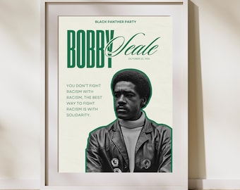 Bobby Seale Black Panther Solidarity Poster – Black History Civil Rights Wall Art Digital Download