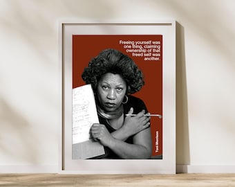 Toni Morrison Healing Quote Poster – “Freeing Yourself Was One Thing” – Black Feminist Wall Art – Inspirational Literary Digital Download