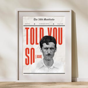 George Orwell Poster – 1984 Manifest Dekor – Dystopischer Polit-Druck – Big Brother – Satirische Wandkunst – Geschenk für Buchliebhaber