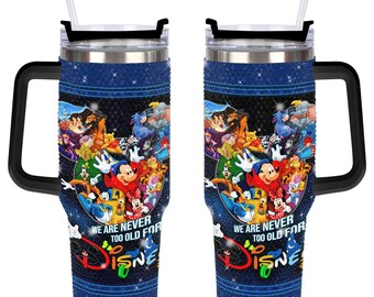 Vaso de 1.119 ml (40 oz) con diamantes de imitación de Mickey Fantasía y sus amigos, vaso con asa de Disneyworld.