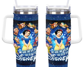 Vaso de 1,2 litros (40 oz) con diamantes de imitación de Blancanieves y los Siete Enanitos, taza con asa de Disneyworld de 1,2 litros (40 oz)