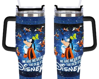 Vaso de 40 oz con diamantes de imitación de Goofy, vaso con asa de Disneyworld de 40 oz.