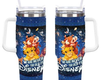 Vaso de 1.18 litros (40 oz) con diamantes de imitación del Rey León, vaso con asa de Disneyworld de 1.18 litros (40 oz)