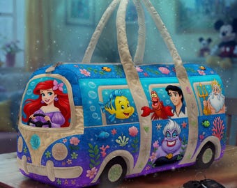 Ariel Princess Quilted Duffle Bag, The Little Mermaid Princess Travel Duffle Bag, Disneyland Family Vacation Bag, Mother Day Gift