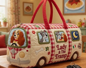 Lady & The Tramp Quilted Duffle Bag, Travel Duffle Bag, Disneyland Family Vacation Bag, Mother Day Gift