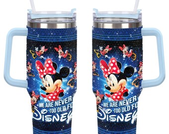 Vaso de 1.2 litros con diamantes de imitación de Minnie Mouse, vaso con asa de Disneyworld de 1.2 litros.