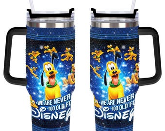 Vaso de 40 oz con diamantes de imitación de Pluto Dog, taza con asa de Disneyworld de 40 oz.