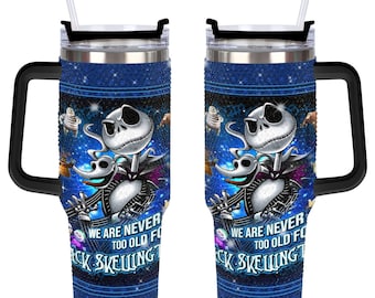 Vaso de 40 oz con diamantes de imitación de Jack Skellington, vaso con asa de Disneyworld de 40 oz.