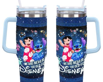 Vaso de 1,2 litros (40 oz) con diamantes de imitación de Lilo & Stitch, vaso con asa de Disneyworld de 1,2 litros (40 oz)