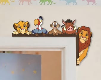 Lion King Wooden Corner Sign, Funny Lion King Peeking Door Corner Sign, Dlsney Home Decor, Kid Room Decoration
