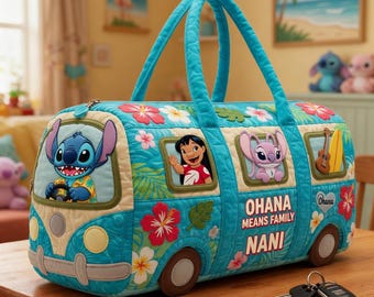 Stitch Quilted Duffle Bag, Lilo and Stitch Travel Duffle Bag, Disneyland Family Vacation Bag, Mother Day Gift
