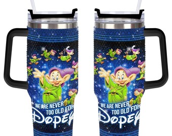 Vaso de 40 oz con diamantes de imitación del Enanito Tontín, taza con asa de Disneyworld de 40 oz.