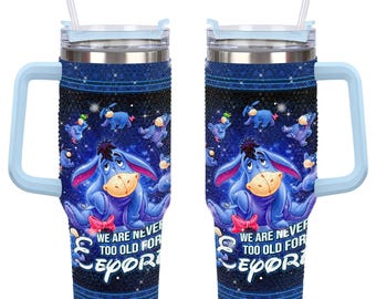 Vaso de 1,2 litros (40 oz) con diamantes de imitación de Igor y burro, vaso con asa de Disneyworld.