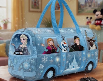Elsa Anna Princess Quilted Duffle Bag, Disneyland Princess Travel Duffle Bag, Disneyland Family Vacation Bag, Mother Day Gift