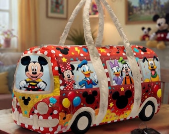 Mickey Mouse & Friends Quilted Duffle Bag, Mickey Minnie Goofy Donald Travel Duffle Bag, Disneyland Family Vacation Bag, Mother Day Gift