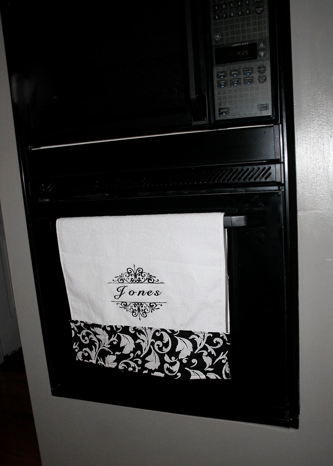 Personalized Damask Black and White Hand Towel Etsy