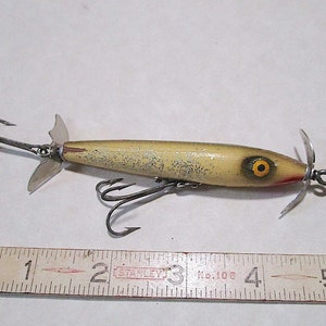 AW200 Unknown Old Wooden Often Called a southern Torpedo Type Vintage  Fishing Lure. Maybe Fred Nichols TX 