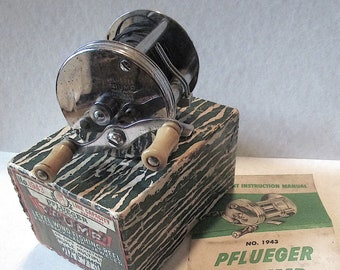 1960s Vintage Pflueger Nobby 1963-C Baitcasting Fishing Reel With