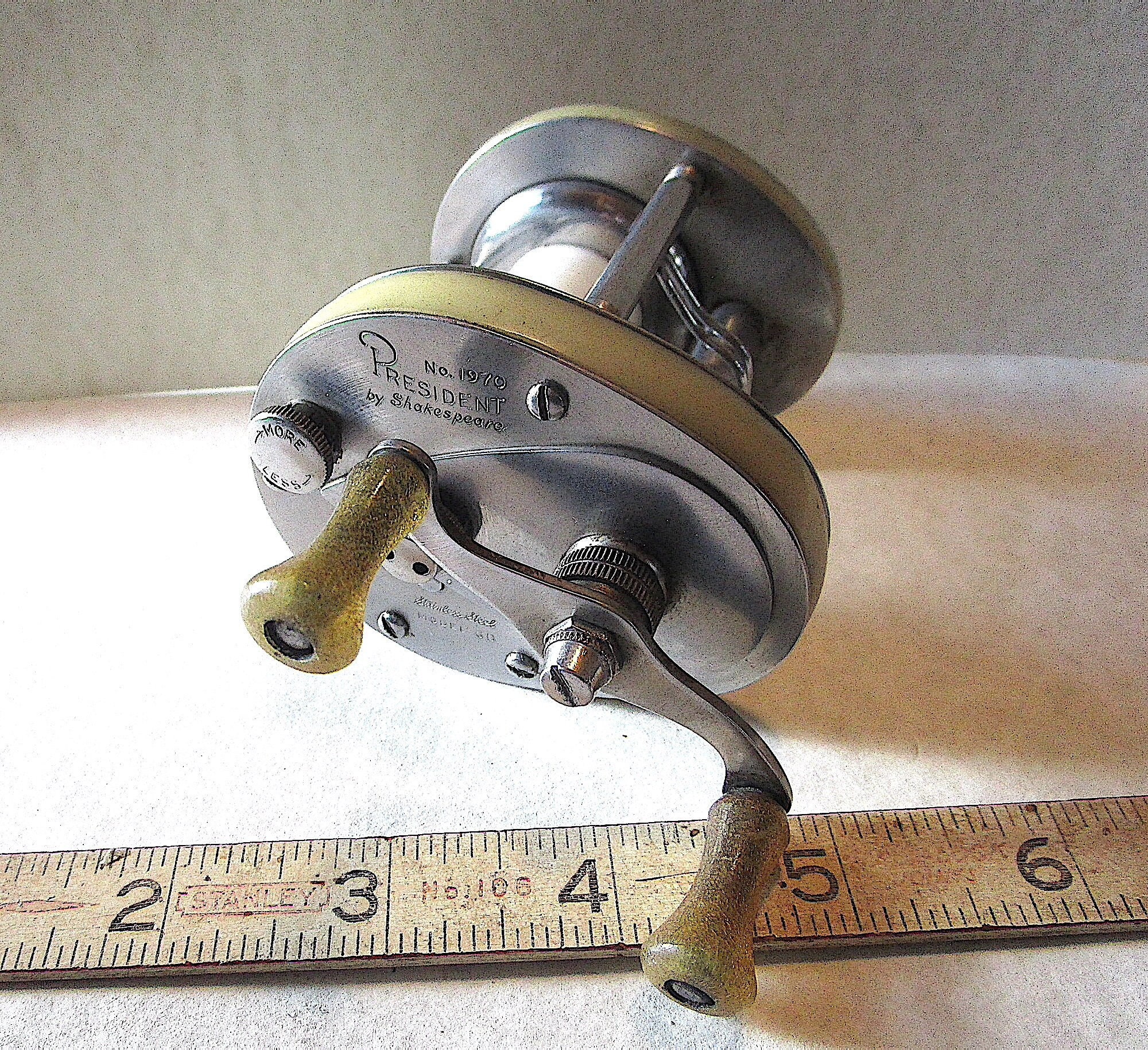 EAF9 EX+. Shakespeare President No. 1970 Model GD (from 1947) old vintage  fishing tackle reel! Stainless Steel!
