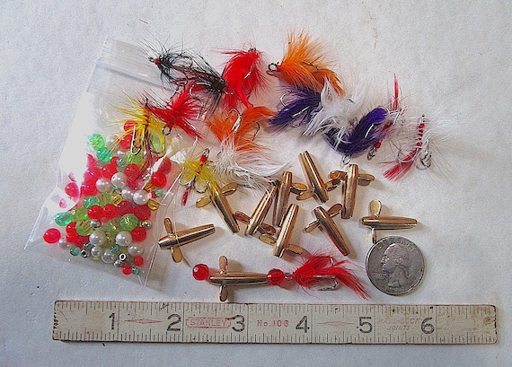 F186 Old Stock, Vintage Devon Fishing Lure Making Kit Bodies, Feathered  Trebles, Beads Design Your Own Lure 