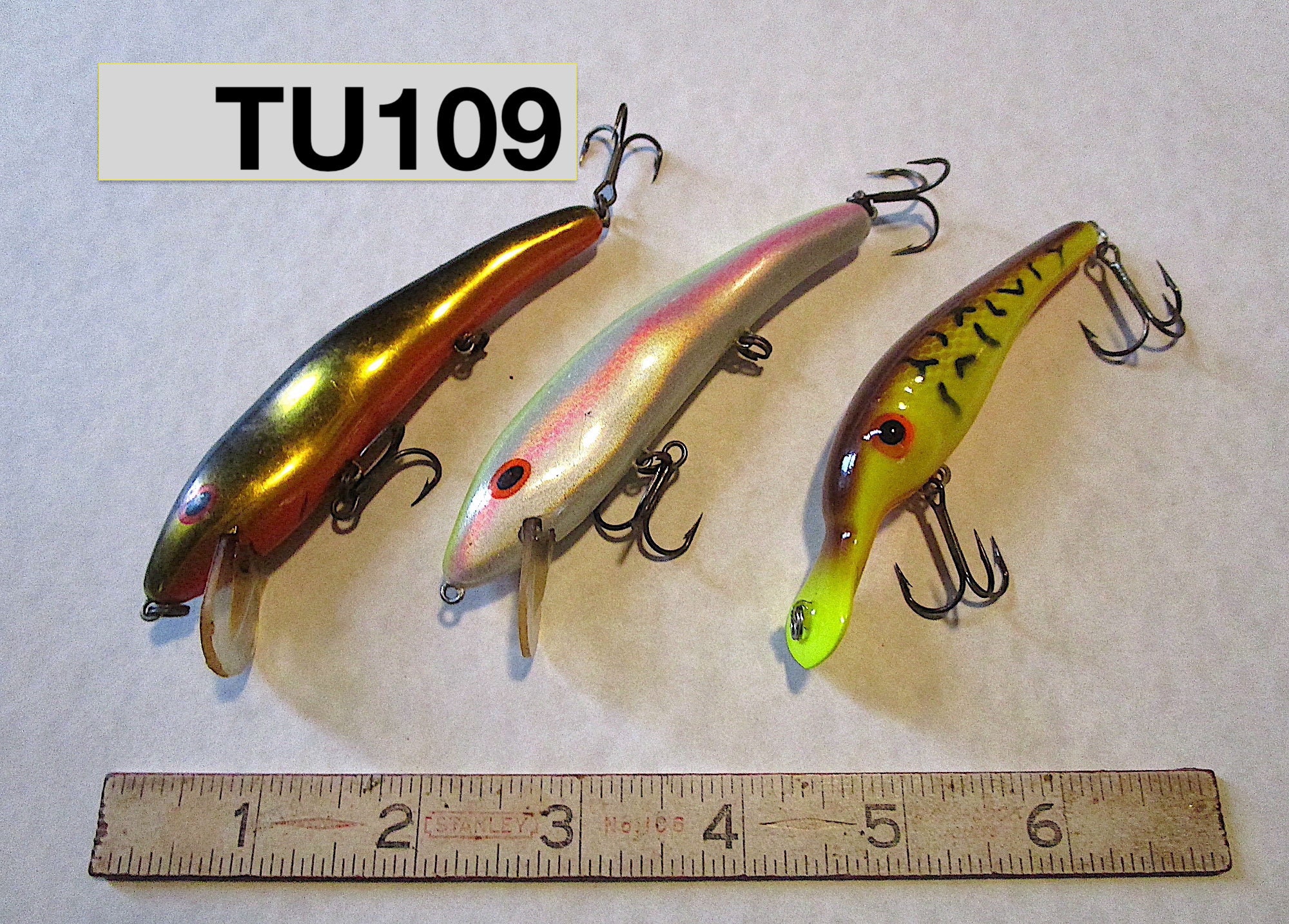 TU109 3 Premium Old Vintage Walleye Fishing Lures. Call Them