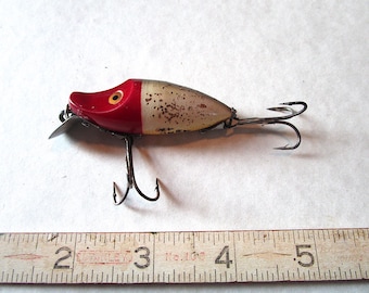 Señuelo vintage de pesca LP231 Old Heddon Midget River Runt Spook, ¡color más raro! ¡Se ve genial!