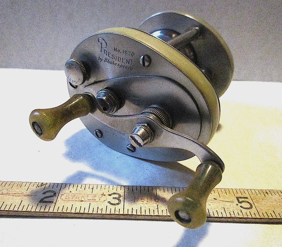 EAF9 EX. Shakespeare President No. 1970 Model GD from 1947 Old Vintage  Fishing Tackle Reel Stainless Steel 