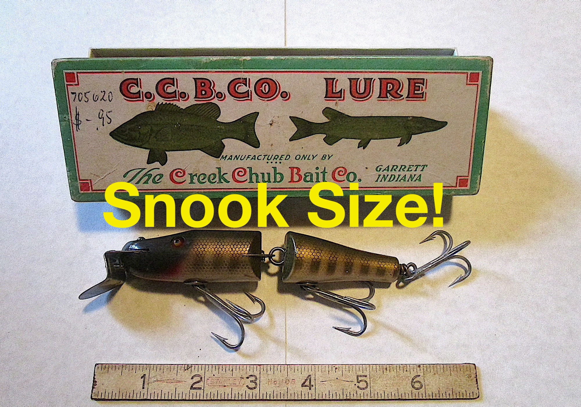 Vintage L&S MUSKIE MASTER J43 Fishing Lure Block Striped Pink Over