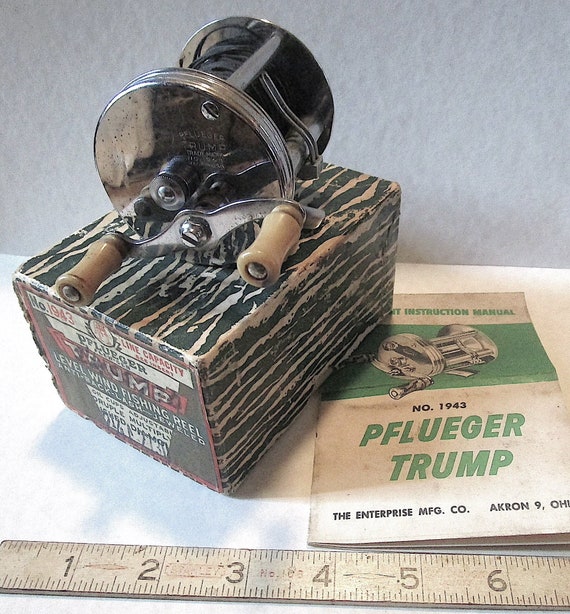 antique phleuger trump fishing reel BG32 Pflueger Vintage “trump 1943” EX in Box W/paper! Great Combo! Another  Classic Old Fishing Tackle Reel!