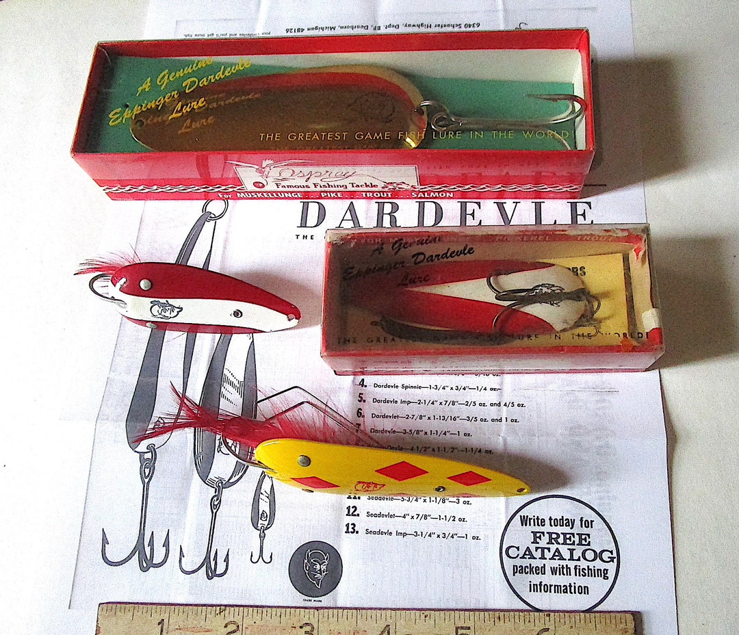 LR50 4 Eppinger osprey Vintage Dardevles Old Fishing Tackle Lures Boxes