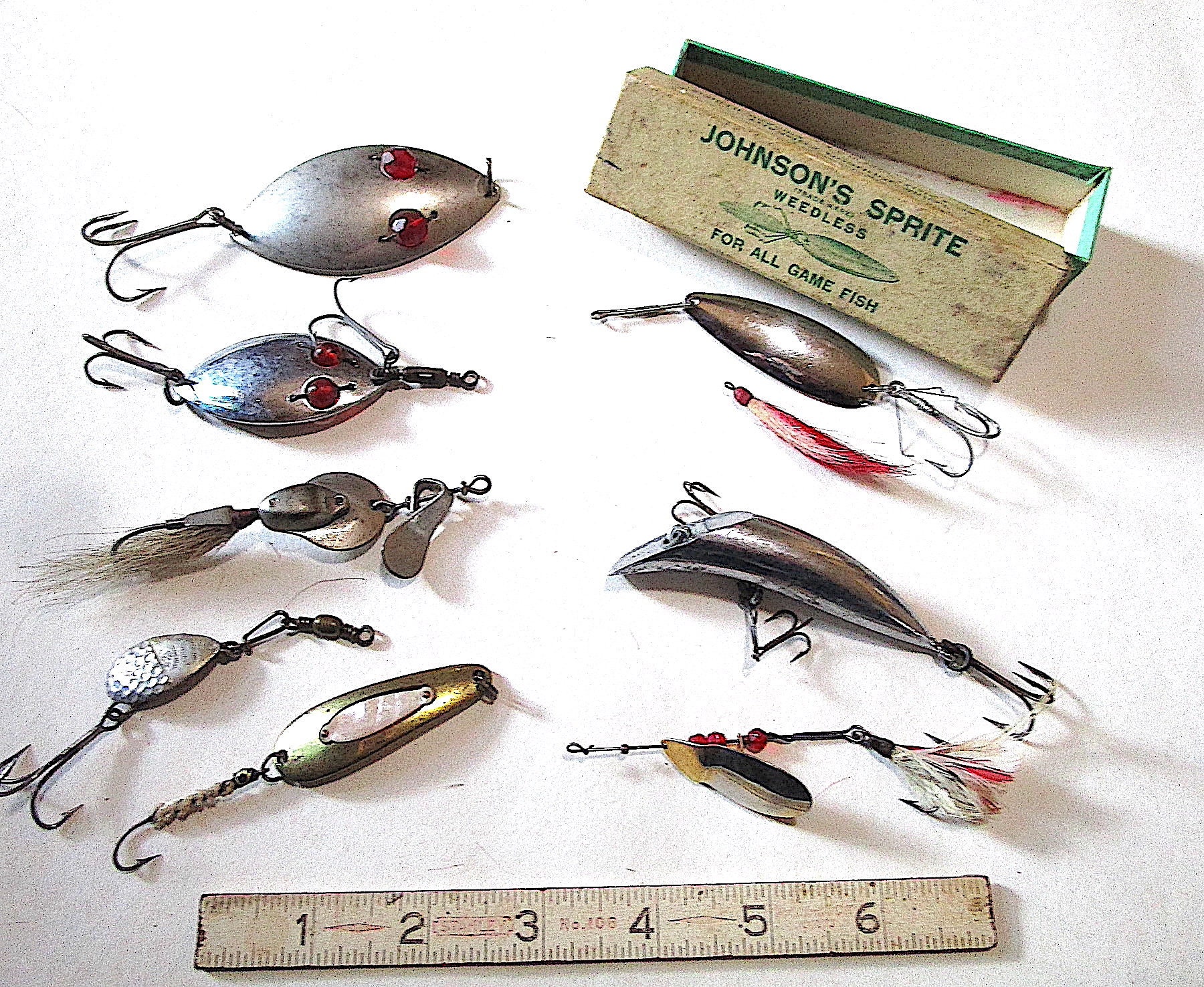 Set of 6 Antique/vintage Fishing Lures, Tackle, Gear, Freshwater,  Saltwater, Fishing, Folk Art, Handmade, Bait, Listing is for Set of Six 
