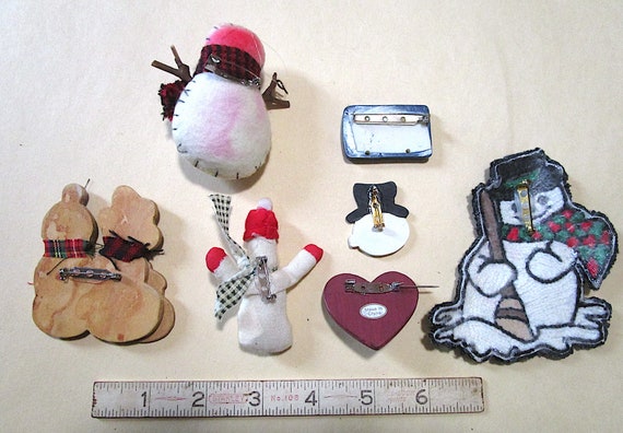 BP11 7 Wintertime Snowman Pins, Brooches, Jewelry Collectors