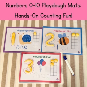Numbers 1-10 Playdough Mats Printable Fine Motor and Counting Activity for Preschool & Toddlers Educational PDF Download