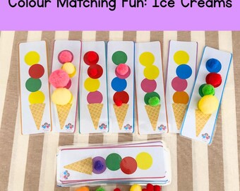 Ice Cream Colour Matching Activity Printable Preschool Learning Game