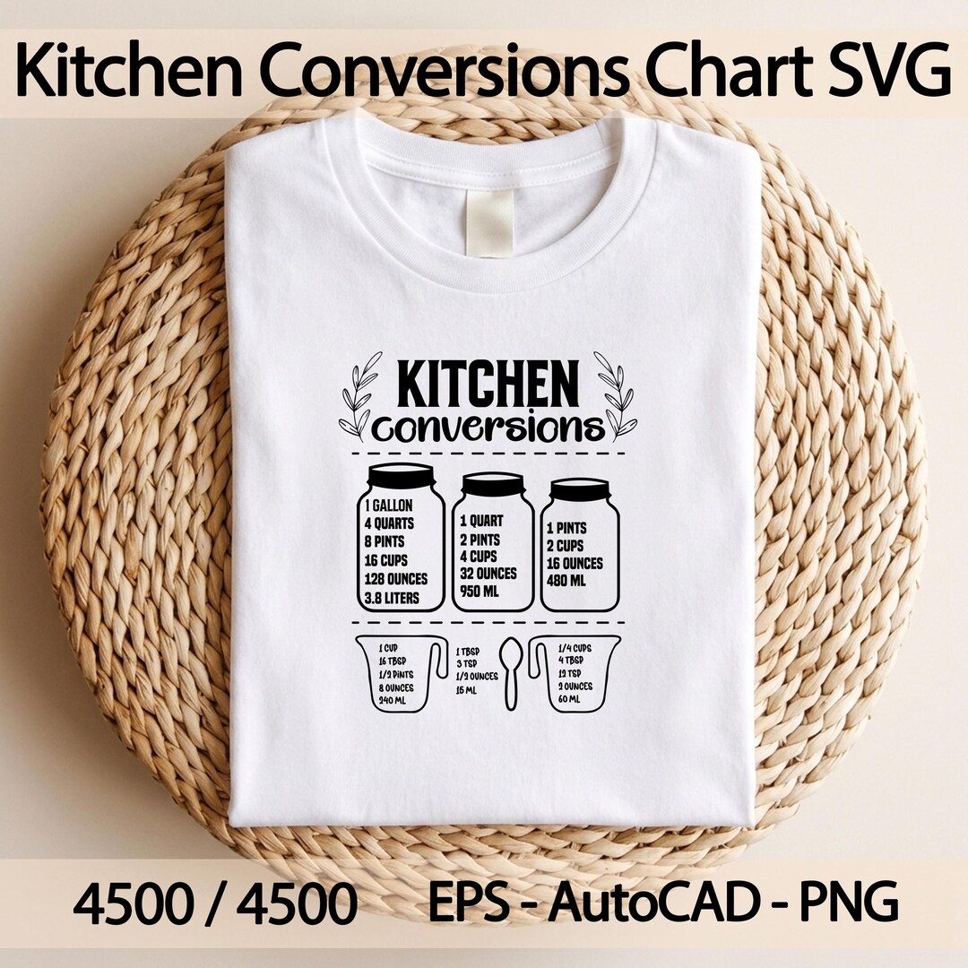 Kitchen Conversions Chart SVG, Baking Measurement Design (digital ...