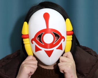 Zelda Mask 3D Printed LoZ Cosplay Collector Iconic Eye Motif Horn Details Lightweight Durable BotW Costume Accessory TotK Video Game Cosplay