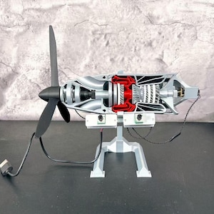 Interactive Jet Engine Model Rotating Turbine STEM 3D Printed Mechanical Gift for Engineers Hobbyists Aviation Lover Collectible Desk Decor