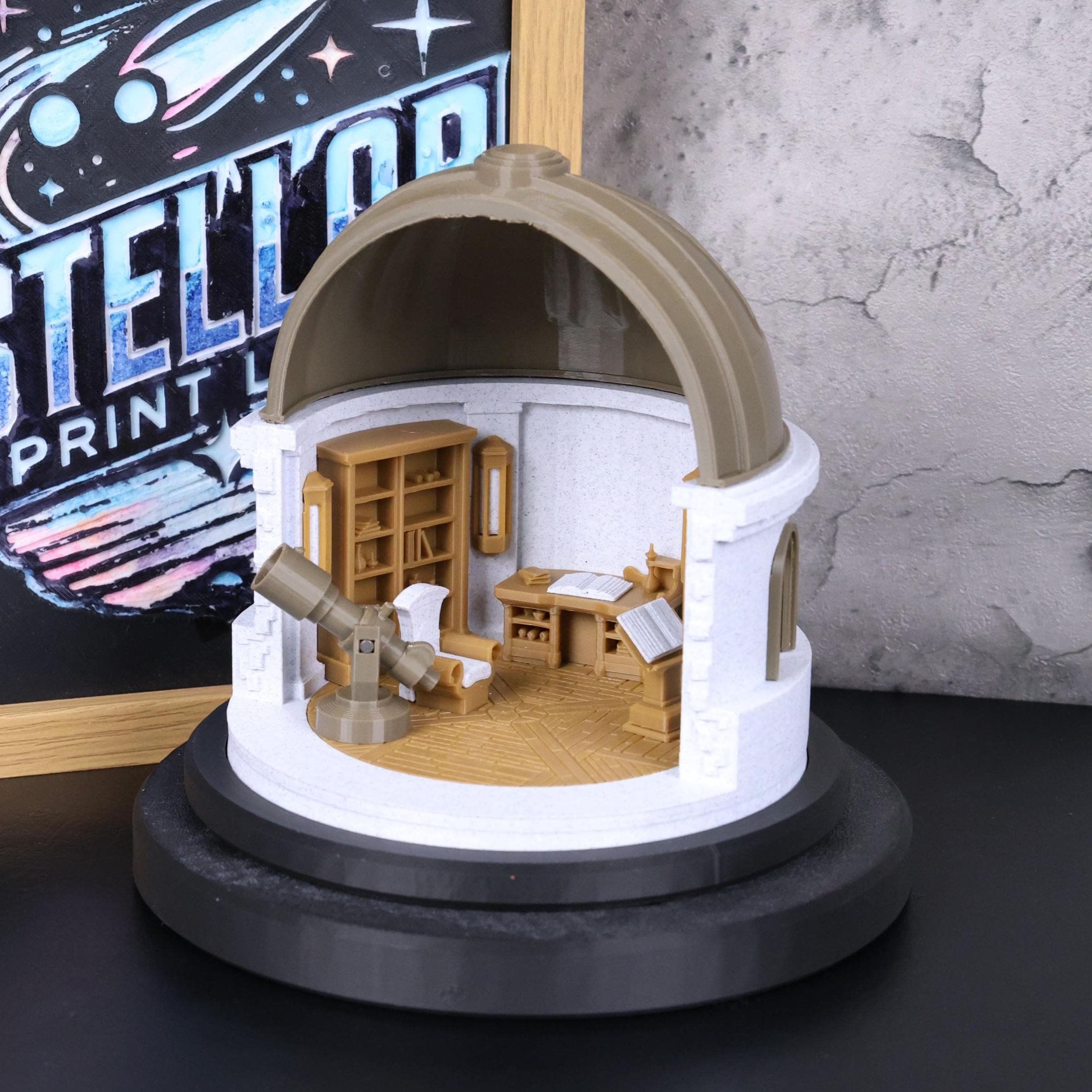 Observatory Dome Miniature Adjustable Telescope Astronomy Decor