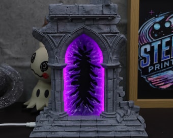 Portal Phone Stand & Wireless Ladegerät 3D Gedruckt Magic Accessoire LED Dock Gamer Schreibtisch Accessoire MTG Portal Decor RPG Geschenk Magic Accessory Ladegerät