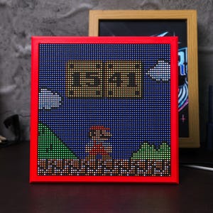 Pixel Mario LED Clock Retro Gaming Desk Clock with WiFi 3D Printed Animated Time Display Geek Gamer Gift Pixel Art Fans Gamer Birthday Gifts