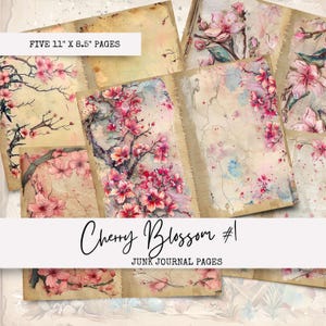 Pagine del diario spazzatura Cherry Blossom #1. Kit diario spazzatura Vintage Blossom. Diario spazzatura stampabile.