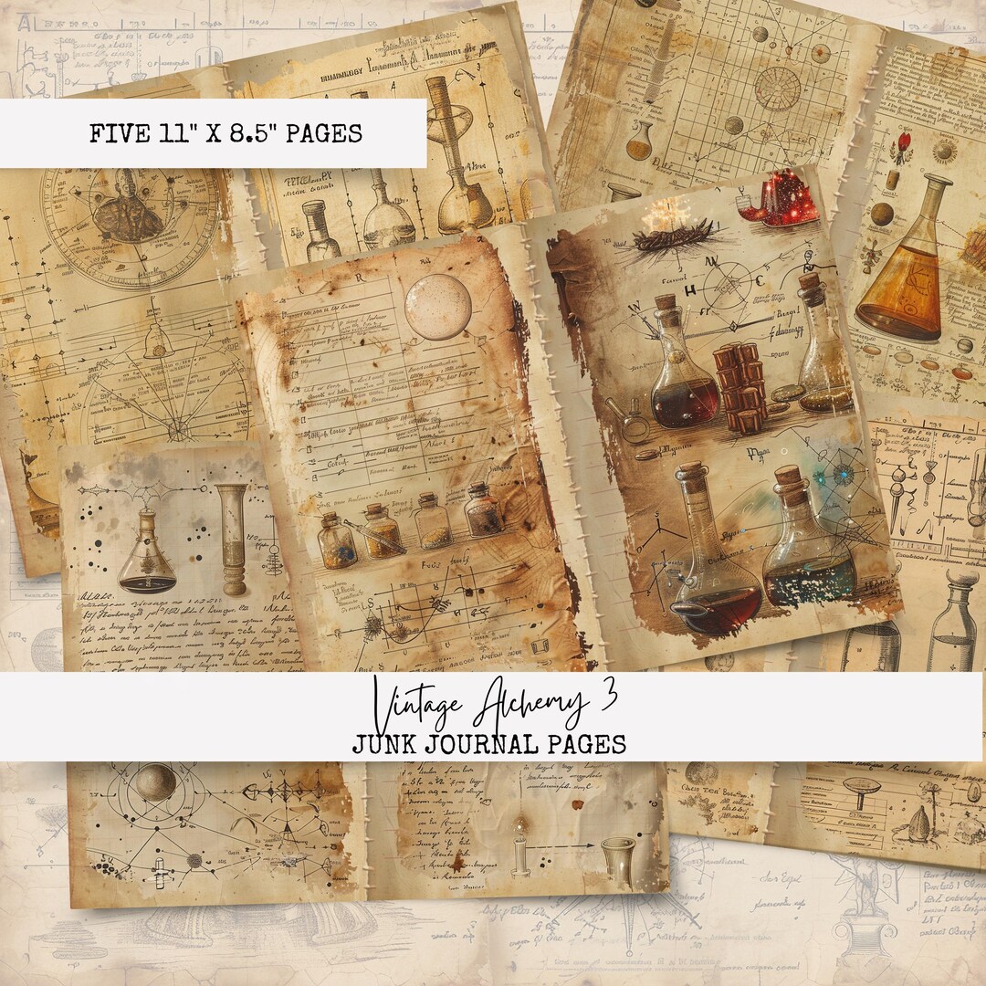 Vintage Alchemy Junk Journal Pages #3. Vintage Neutral Alchemy Junk ...