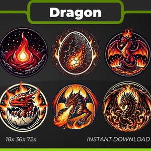Fire Dragon Evolution Badges: Twitch/Discord/Kick Sub Badges (Digital Download)