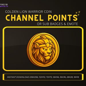 Golden Lion Coin | Twitch Channel Points | Sub Badges | Twitch Emotes | Discord Coin | Kick Badges | Lion Warrior Coin